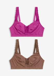BH utan bygel (2-pack) - lila - storlek 95C - bonprix