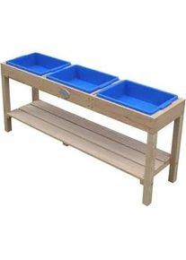 AXI Ambia Garden Sand- UND Wassertisch , Braun, Blau , Kunststoff , Hemlocktanne , 124x50x27 cm , unisex , EN 71, CE, FSC 100% , Freizeit & Co, Gartenspielzeug, Sandspielzeug