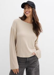 Oversizetopp i stretchig viskosmix med fint fall - beige - storlek 40/42 (M) - bonprix