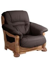 Max Winzer Sessel , Braun , Holz, Leder , Echtleder , Rindleder , Eiche , massiv , 104x95x95 cm , Goldenes M, Made in Germany , Wohnzimmer, Sessel, Ledersessel