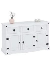 CARO-Möbel CARO-Möbel Sideboard Rural , Weiß , Holz , Kiefer , Vintage , 124x76x40 cm , Wohnzimmer, Kommoden & Sideboards, Sideboards