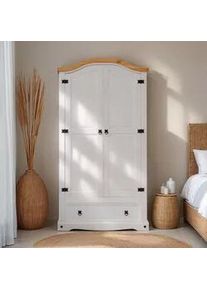 Idimex Kleiderschrank Campo , Weiß, Braun , Holz , Kiefer , Vintage , 100x190x51 cm , Schlafzimmer, Kleiderschränke