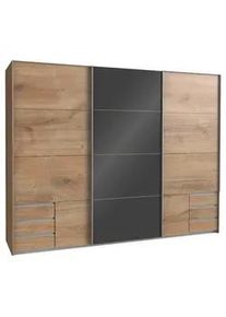 wimex Carryhome Schwebetürenschrank , Dunkelgrau, Plankeneiche , Metall , 3 Fächer , 6 Schubladen , 270x210x65 cm , Made in Germany , Schlafzimmer, Komplette Schlafzimmer und Serien, Schlafzimmerserien