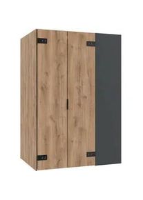 Mid.you Eckkleiderschrank , Graphitfarben, Eichefarben , Metall , 9 Fächer , 135.2x197x97 cm , BQ - Bündnis für Qualität, Made in Germany, DIN EN ISO 9001 , Schlafzimmer, Kleiderschränke, Eckschränke