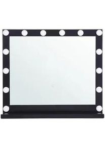 Beliani Badspiegel mit LED-Beleuchtung schwarz rechteckig 50/60 cm Beauvoir , Schwarz , Metall , Rechteckig , 60x50x2 cm , Spiegel, Schminkspiegel