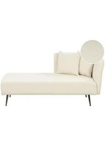 Beliani Chaiselongue Bouclé cremeweiß rechtsseitig Riom , Weiß, Schwarz , Textil , 156x75x77 cm , Wohnzimmer, Sessel, Relaxliegen
