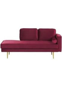 Beliani Chaiselongue Samtstoff dunkelrot rechtsseitig Miramas , Goldfarben, Rot , Textil , 171x63x79 cm , Wohnzimmer, Sofas & Couches, Sofas, Recamieren