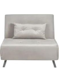 Beliani 1-Sitzer-Schlafsofa Samtstoff Hellgrau Farris , Textil , 100x89x191 cm , Wohnzimmer, Sofas & Couches, Schlafsofas