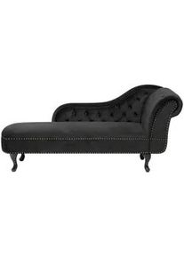 Beliani Chaiselongue Samtstoff schwarz rechtsseitig Nimes , Dunkelbraun, Schwarz , Textil , 170x79x61 cm , Wohnzimmer, Sofas & Couches, Sofas, Recamieren