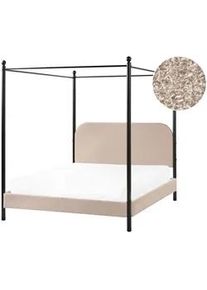 Beliani Himmelbett 140x200 cm Beige Dannemois , Textil , 140x200 cm , Schlafzimmer, Betten