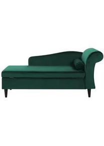 Beliani Chaiselongue Samtstoff smaragdgrün rechtsseitig Luiro , Schwarz, Grün , Textil , 160x77x70 cm , Wohnzimmer, Sessel, Relaxliegen