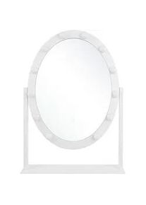 Beliani Badspiegel mit LED-Beleuchtung oval 50/60 cm Rostrenen , Weiß , Metall , Oval , 55x60x3 cm , Spiegel, Schminkspiegel