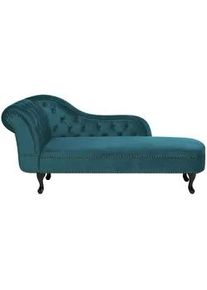 Beliani Chaiselongue Samtstoff smaragdgrün linksseitig Nimes , Schwarz, Hellgrün , Textil , 170x79x61 cm , Wohnzimmer, Sessel, Relaxliegen