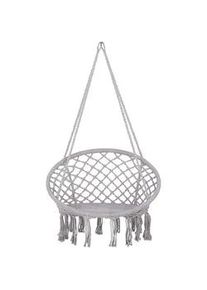 Beliani Makramee Hängesessel Baumwolle grau Gabella , Textil , 61x107x61 cm , Gartenmöbel, Gartenschaukeln, Hängesessel