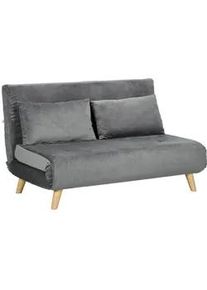 HOMCOM Schlafsofa 2-Sitzer Sofa mit Bettfunktion Klappsofa mit verstellbare Rückenlehne , Grau , Textil , Echtholz,Kautschukholz , Füllung: Polyester,Polyester,Polyester , einzeln stellbar , 78x79x130 cm , Wohnzimmer, Sofas & Couches, Schlafsofas