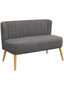 HOMCOM 2-Sitzer Sofa Zweisitzer, Loveseat mit Leinenoptik, Doppelsofa mit Holzbeine , Textil , Teilmassiv,Kautschukholz , Füllung: Schaumstoff , 56.5x77x117 cm , Wohnzimmer, Sofas & Couches, Sofas