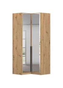 Rauch Möbel Eckkleiderschrank , Eiche Artisan , Glas , 7 Fächer , 100x229x102 cm , Blauer Engel, Goldenes M, BQ - Bündnis für Qualität, Made in Germany , Schrankfront mit Spiegel , Schlafzimmer, Kleiderschränke, Eckschränke