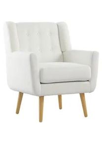 HOMCOM Sessel Wohnzimmer Gepolstert Ohrensessel mit Teddy-Fleece-Optik, Holzbeine Weiß , Kunststoff , 72x89x75 cm , Wohnzimmer, Sessel, Polstersessel