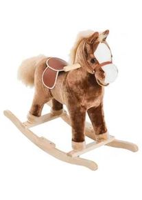 HOMCOM Kinder Schaukeltier, Braun, Plüsch+ Pappel , Holz , 33x62x74 cm , Spielzeug, Kinderspielzeug, Sonstiges Spielzeug