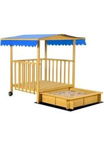 Outsunny Sandkasten, Naturholz, Tanne , Naturfarben , Holz , 129x137.5x133 cm , Outdoor Spielzeug, Sandkästen