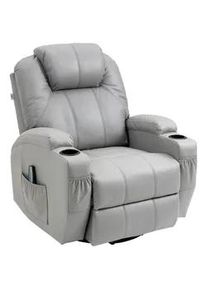 HOMCOM Massagesessel Relaxsessel mit Massagefunktion, Ruhesessel mit Fernbedienung , Grau , Leder , Füllung: Schaumstoff,Schaumstoff , 99x106x89 cm , Wohnzimmer, Sessel, Relaxsessel