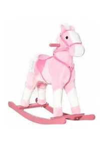 HOMCOM Kinder Schaukelpferd Wiehern Schaukeltier Schaukelspielzeug Rosa , Holz , 28x65x74 cm , Spielzeug, Babyspielzeug, Schaukeltiere & Hüpftiere