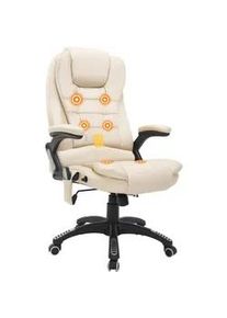 HOMCOM Massagesessel Bürostuhl Drehstuhl mit Wärmefunktion Chefsessel Bürosessel , Weiß , Kunststoff , Füllung: Schaumstoff,Schaumstoff , 68x121x62 cm , Arbeitszimmer, Bürostühle, Drehstühle