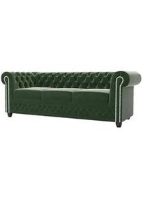 S-Style Möbel Chesterfield-Sofa 3-Sitzer mit Schlaffunktion Nyx Flasche grün Samt , Smaragdgrün , Textil , Echtholz,Buche, Birke , Füllung: Komfortschaum,Komfortschaum , 203x28x86 cm , Blauer Engel, FSC Mix, Oeko-Tex®, Hergestellt in Europa , Wohnzimmer, Sofas & Couches, Schlafsofas