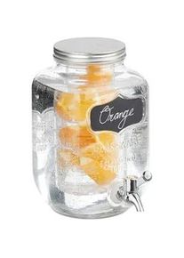 Relaxdays Getränkespender , Transparent , Glas, Metall, Kunststoff , 4 L , Zapfhahn , Essen & Trinken, Barausstattung