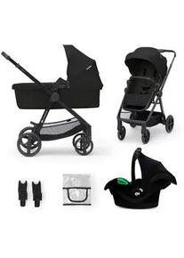 Kinderkraft Kinderwagenset , Schwarz , Metall , 6-teilig , 54x100x94 cm , höhenverstellbare Kopfstütze, Sonnendach, 3-Punkt-Gurt , Baby on Tour, Kinderwagen, Kombikinderwagen