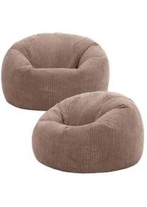 I.C.O.N. icon Sitzsack Klassisch Sessel aus Cord 2-tlg. , Mokka , Textil , Rund , 85x50x85 cm , Hergestellt in Deutschland, Oeko-Tex® Standard 100, Reach , Wohnzimmer, Hocker, Sitzsäcke, XXL Sitzsäcke