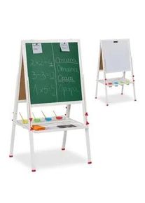 Relaxdays Kinderstandtafel , Weiß , Holz, Holzwerkstoff , Rechteckig , 65x160x69 cm , unisex , Spielzeug, Kinderspielzeug, Malen & Basteln