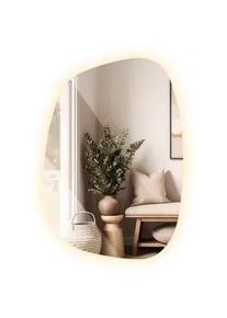 Tulup Led Spiegel 49 x 34 cm Unregelmäßige Form Warmweiß 3000K , Transparent , Glas , Organisch , 49x34x0.4 cm , Spiegel, Wandspiegel