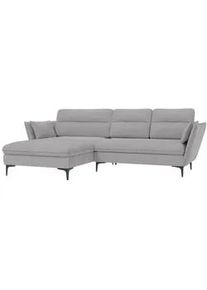 S-Style Möbel Ecksofa Mira Hellgrau Samt-Stoff , Textil , Echtholz,Birke , Füllung: Silikon,Silikon,Komfortschaum , L-Form, Ottomane links, Eckteil,L-Form , 260x168 cm , Hergestellt in Europa, Oeko-Tex® , Wohnzimmer, Sofas & Couches, Wohnlandschaften, Ecksofas