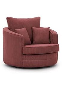 S-Style Möbel Drehsessel Ted aus Terrakotta Cord-Stoff , Terra cotta , Textil , Echtholz,Buche, Birke , Füllung: Polyetherschaumkern,Silikon,Polyetherschaumkern , Rundform , 107x94x100 cm , Blauer Engel, FSC Mix, Oeko-Tex®, Hergestellt in Europa , Wohnzimmer, Sessel, Polstersessel