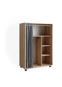 VICCO Kleiderschrank Doros Sonoma 100 x 146.6 cm mit Rollen , Sonoma Eiche, Sonoma Eiche , Holzwerkstoff , Rechteckig , 100x146.6x50 cm , Garderobe, Garderobenschränke