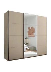 Carryhome Schwebetürenschrank , Kaschmir , Metall , 5 Fächer , 3 Schubladen , 215x204x63 cm , Schrankfront mit Spiegel , Schlafzimmer, Komplette Schlafzimmer und Serien, Schlafzimmerserien