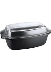 Kopf Bräter Pic, Aluguss, Induktion, 5,2 Liter , Schwarz , Metall , Rechteckig , 22x17x40 cm , antihaftbeschichtet , Kochen, Töpfe, Bräter