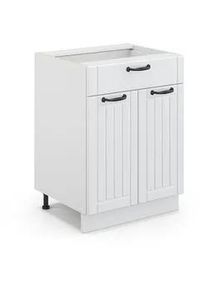 VICCO Badschrank Fame-Line Weiß Landhaus 60 x 82 cm mit Schublade, ohne Ap , Weiß, Weiß , Holzwerkstoff , 3 Fächer , 1 Schubladen , Rechteckig , 60x82x51.6 cm , Badezimmer, Badezimmerschränke, Midischränke