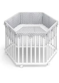 Vitalispa Laufgitter Estrella Weiß 128 x 110 cm 6 Ecken , Holz , Rechteckig , 128x70x110 cm , Babymöbel, Laufstall Baby