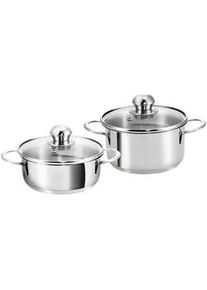Kopf Topfset Parvus, Edelstahl, Induktion, 2-teilig, 14 + 14 cm , Edelstahlfarben , Metall , Rund , wärmeisolierter Griff , Kochen, Töpfe, Topfsets
