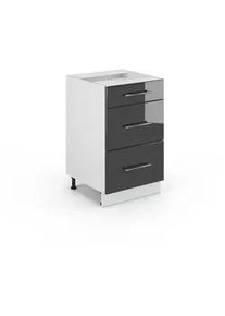 VICCO Badschrank Fame-Line Anthrazit Hochglanz 50 x 82 cm ohne Ap , Schwarz Hochglanz, Weiß , Holzwerkstoff , 3 Fächer , 3 Schubladen , Rechteckig , 50x82x51.6 cm , Badezimmer, Badezimmerschränke, Midischränke