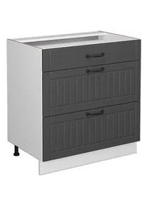 VICCO Badschrank Fame-Line Anthrazit 80 x 82 cm mit 3 Schubladen, ohne Ap , Anthrazit, Weiß , Holzwerkstoff , Rechteckig , 80x82x51.6 cm , Badezimmer, Badezimmerschränke, Midischränke