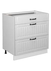 VICCO Badschrank Fame-Line Weiß Landhaus 80 x 82 cm mit 3 Schubladen ohne Ap , Weiß, Weiß , Holzwerkstoff , Rechteckig , 80x82x51.6 cm , Badezimmer, Badezimmerschränke, Midischränke