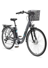 Telefunken E-Bike Cityrad Multitalent Rc822 Für Damen u. Herren 374,4 Wh Frontmotor 7-Gang-Kettenschaltung 28 Zoll , Anthrazit , Metall , 114.5 cm , Akkustatusanzeige, Seitenständer, Antirutschpedale, Beleuchtung vorne und hinten, Geschwindigkeitsanzeige, LED-Beleuchtung, Rücklicht, Reflektoren, Pedale mit Reflektoren, Ledersattel , Freizeit, E-Mobilität, E-Bikes