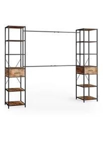VICCO Kleiderschrank Fyrk Eiche rustikal 180 x 187 cm , Wildeiche, Schwarz , Holzwerkstoff , 10 Fächer , 2 Schubladen , Rechteckig , 180x187x45 cm , Schlafzimmer, Kleiderschränke