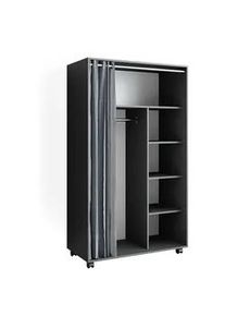 VICCO Kleiderschrank Doros Grau 100 x 168 cm mit Rollen , Grau, Grau , Holzwerkstoff , Rechteckig , 100x168x50 cm , Schlafzimmer, Kleiderschränke
