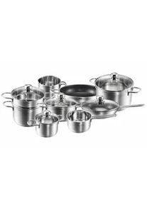Kopf Topfset Josie, Edelstahl, Induktion, 14-teilig , Silberfarben , Metall , Rund , breiter Schüttrand , Kochen, Töpfe, Topfsets