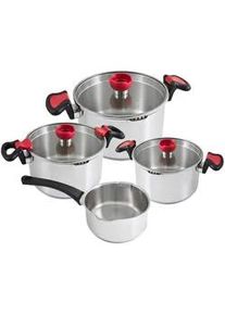 Kopf Topfset Nelo, Edelstahl, Induktion, 7-teilig , Silberfarben , Kunststoff , Rund , wärmeisolierter Griff , Kochen, Töpfe, Topfsets