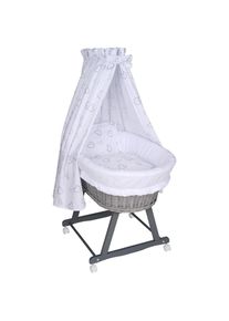 My Baby Lou Stubenwagen-Komplettset , Grau , Holz, Textil , 5-teilig , Kernbuche , Hartholz , Herz , Höhe ca. 4 cm , Füllung: Fleece , 60x73x91 cm , Made in EU , Babymöbel & Kindermöbel, Babyzimmer, Babybetten, Stubenwagen & Babywiegen